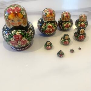 Poza Roza Russian Nesting Dolls Beautiful Hand Painted On Wood Set Of 10 Signed